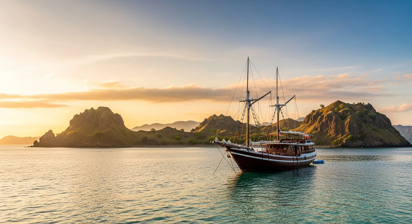 Phinisi sailing boat near Labuan Bajo, Komodo